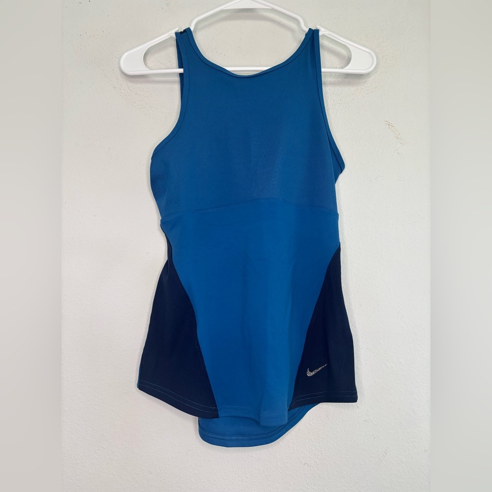 NIKE YOGA MIDNIGHT BLUE OPEN BACK HALTER SLIM FIT TANK TOP SZ SMALL
